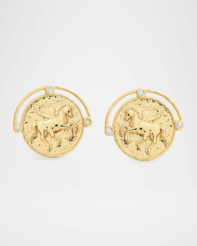 Pegasus Coin Stud Earrings